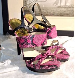 Micheal Micheal Kors Women's Heels Pink Animal Print Cocktail Party Boho 10